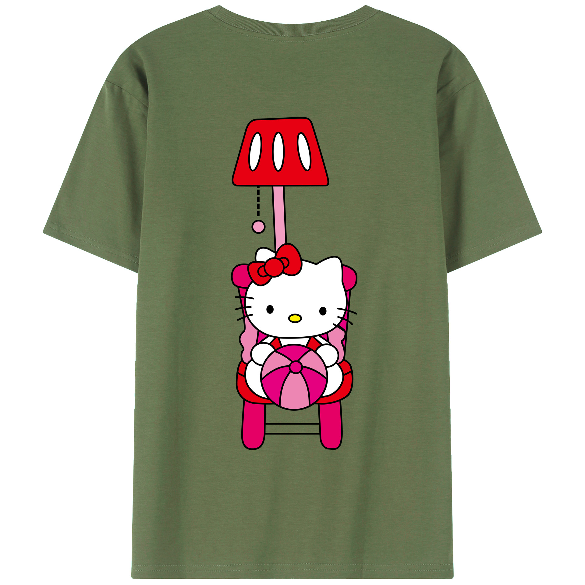 （画像用） Hello Kitty ハローキティ 綿100％ メンズ半袖Tシャツ（バックプリント） 通気性